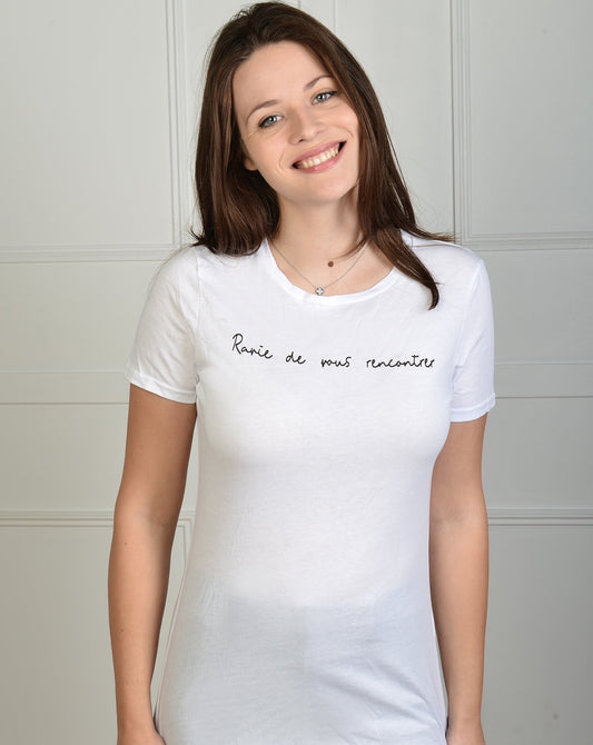 Tee-Shirt "Ravie de vous Rencontrer" – 100% Coton