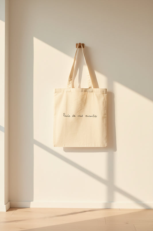 Tote Bag Avec le message "Ravie de vous Rencontrer" – Éco-responsable